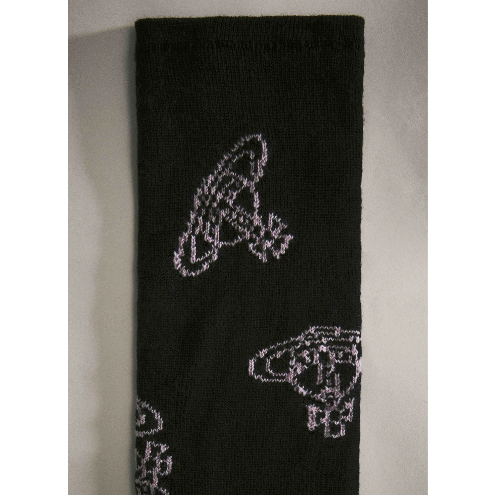 Vivienne Westwood Logo Jacquard Fingerless Wol Gebreide Handschoenen Black Unisex