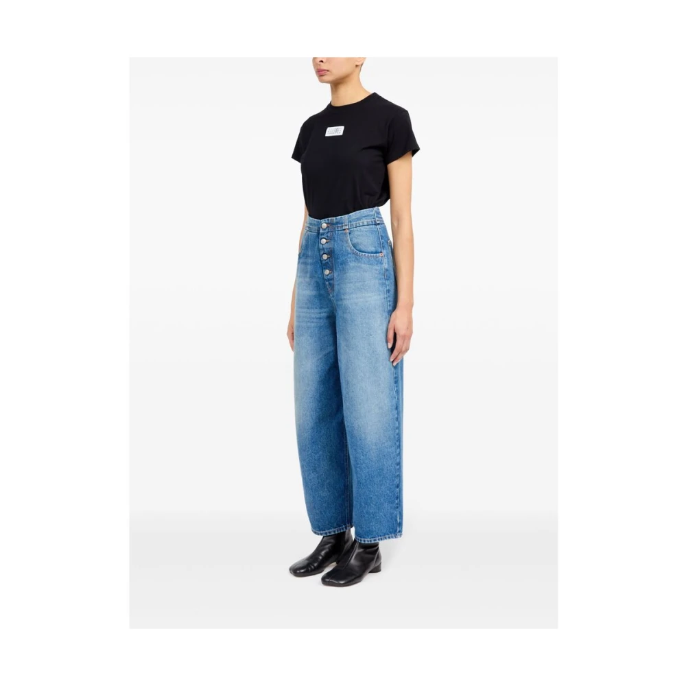 MM6 Maison Margiela Blue Denim Button Fly Jeans Blue Dames