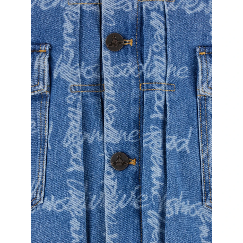 Vivienne Westwood Blauwe Denim Jas met Bedrukt Logo Blue Heren