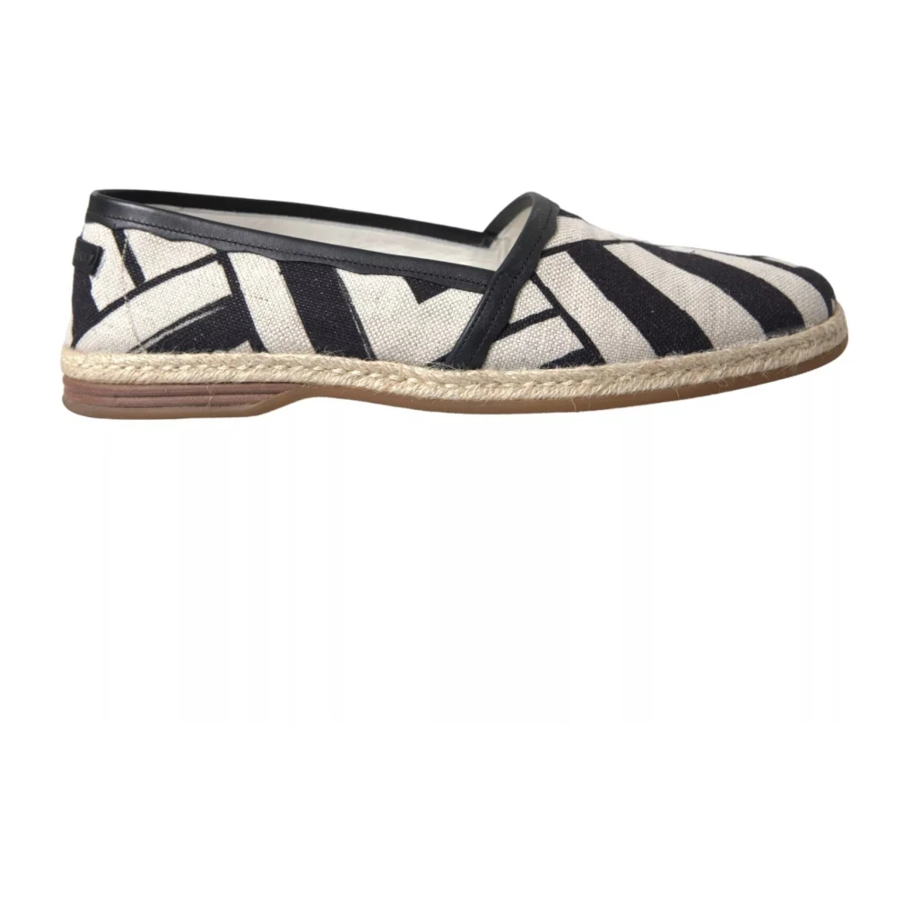 Dolce & Gabbana Women's Black Striped Leather Espadrilles
