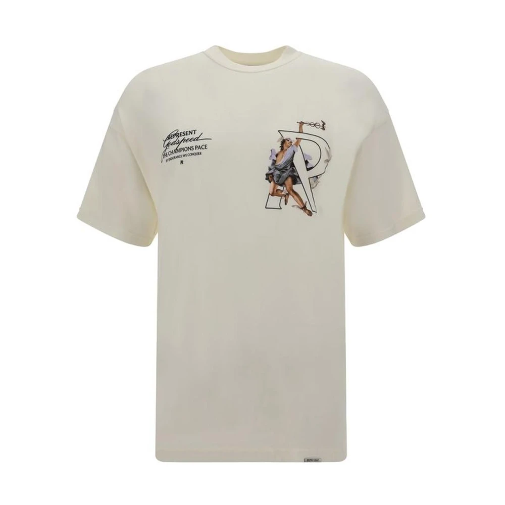 Represent Maxi Print Katoenen T-shirt met Crew Neck White Heren