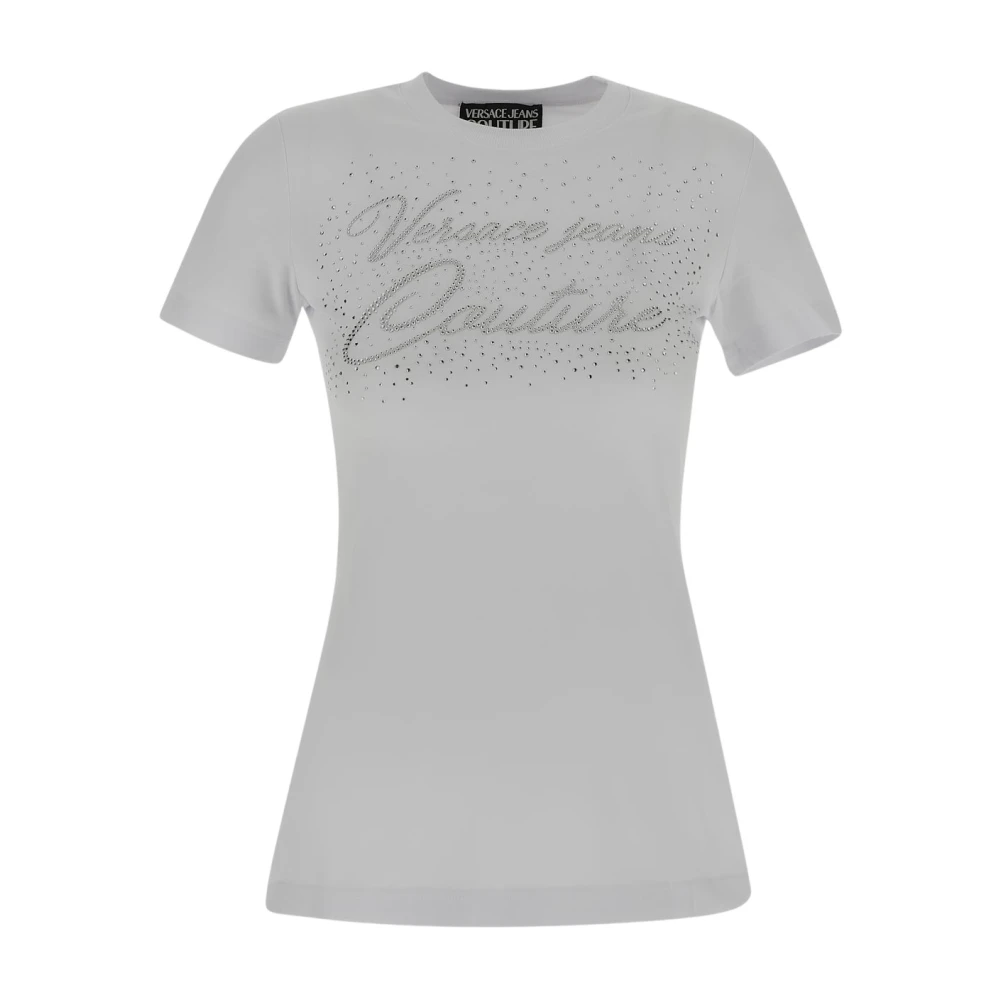 Versace Jeans Couture Logo Katoenen T-Shirt White Dames