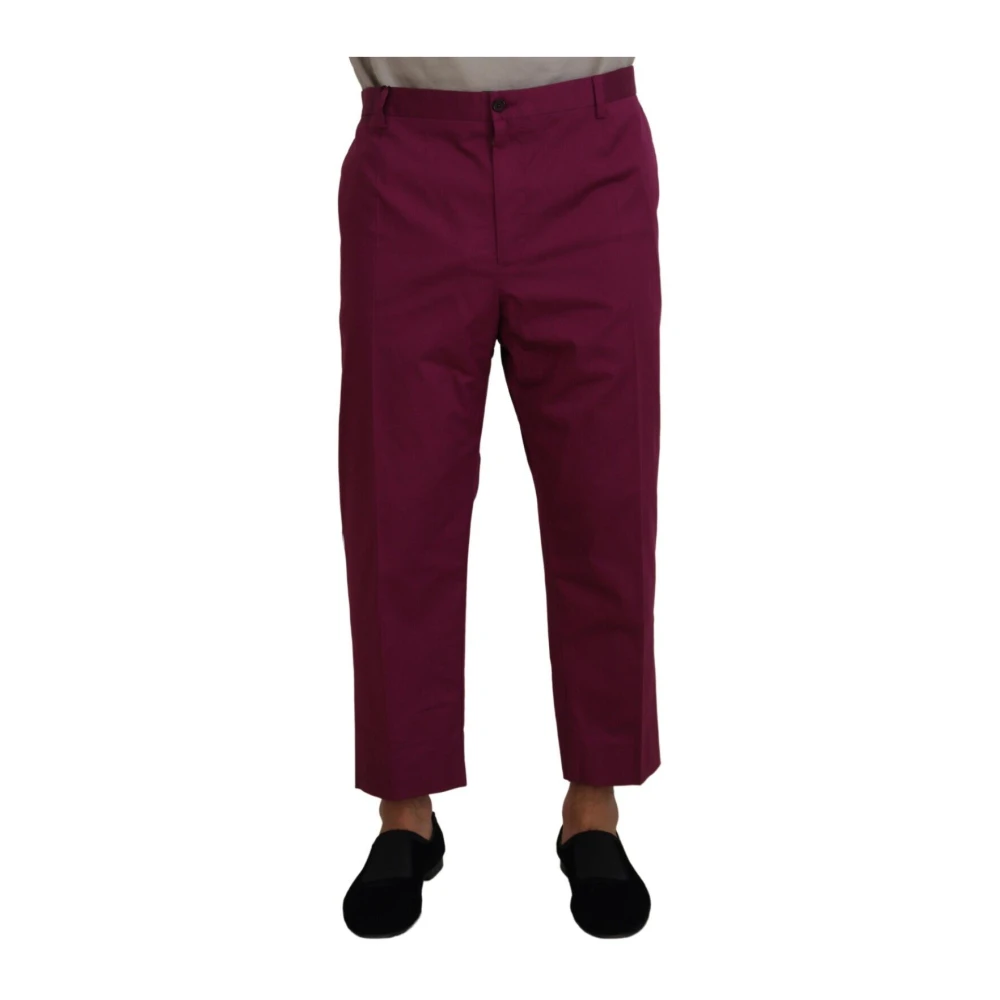 Dolce & Gabbana Men's Magenta Cotton Dg Logo Pocket Trousers