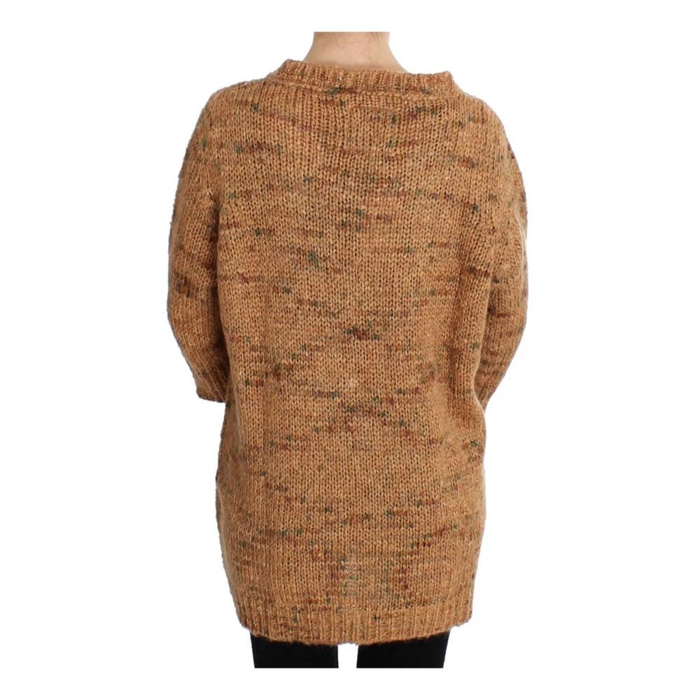 Pink Memories Oversize V-Neck Sweater Bruin Wol Brown Dames