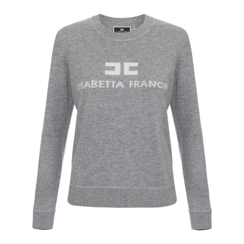 Elisabetta Franchi Kasjmiermix Jersey met Logo Gray Dames