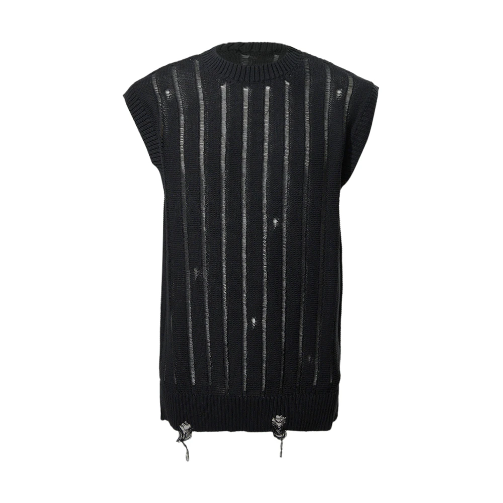 Laneus Uomo Nero - Ripped Knitted Vest - Knitwear - M