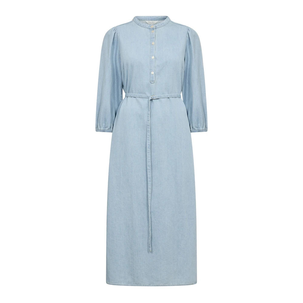 Part Two Witblauwe Denim Jurk met ¾ Mouwen Blue Dames