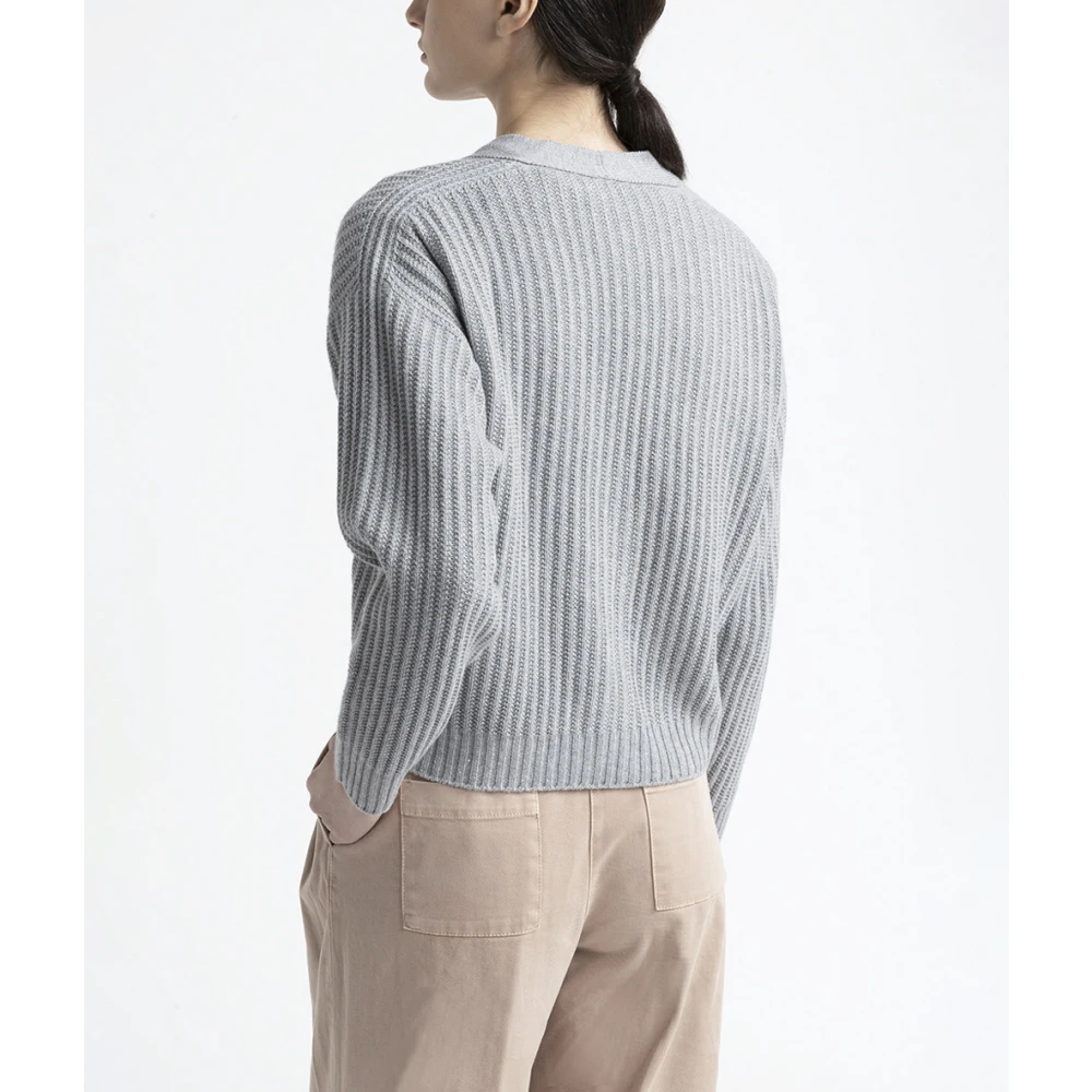 PESERICO Wol zijde kasjmier en lurex vest Gray Dames