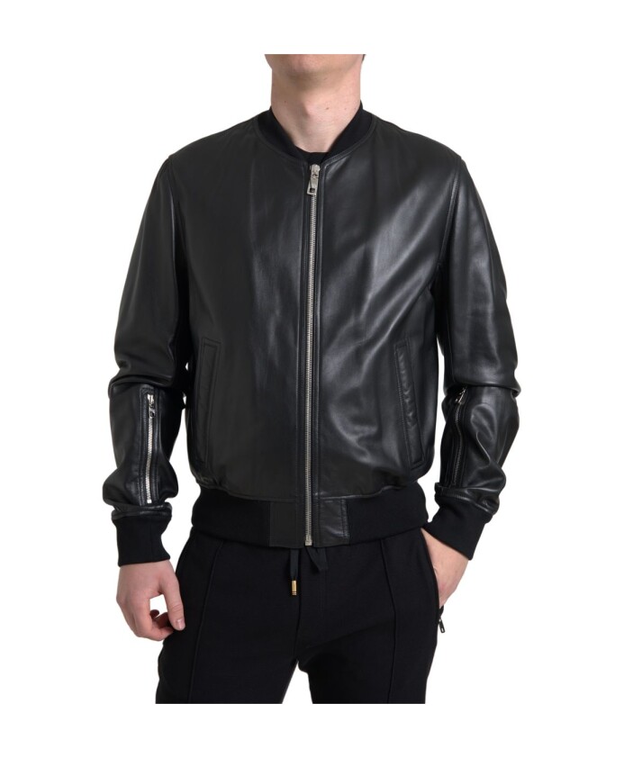 elegant-black-leather-bomber-jacket