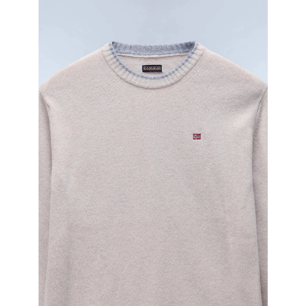 Napapijri Beige Wollen Trui met Noorse Vlag Beige Heren