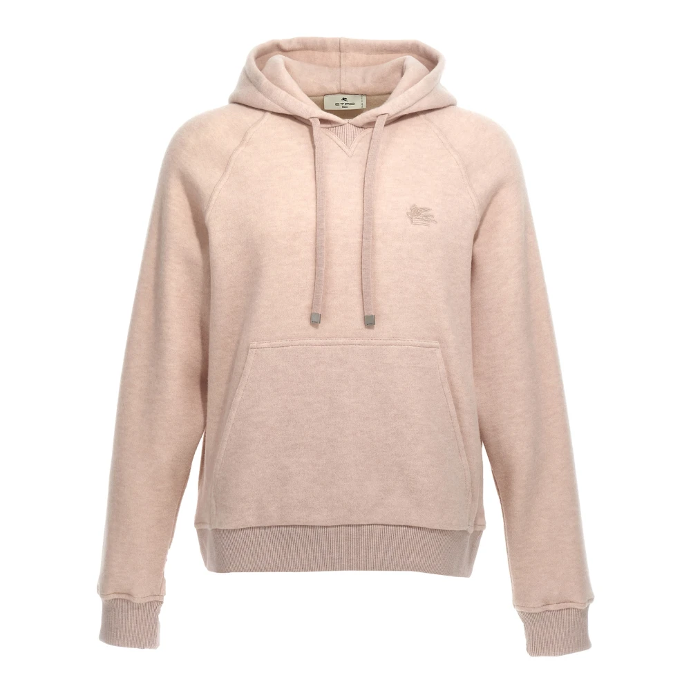 Etro Men's Beige Logo Embroidery Wool Hoodie