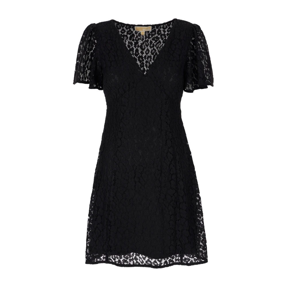 Michael Kors Women's Black V-Neck Lace Mini Dress