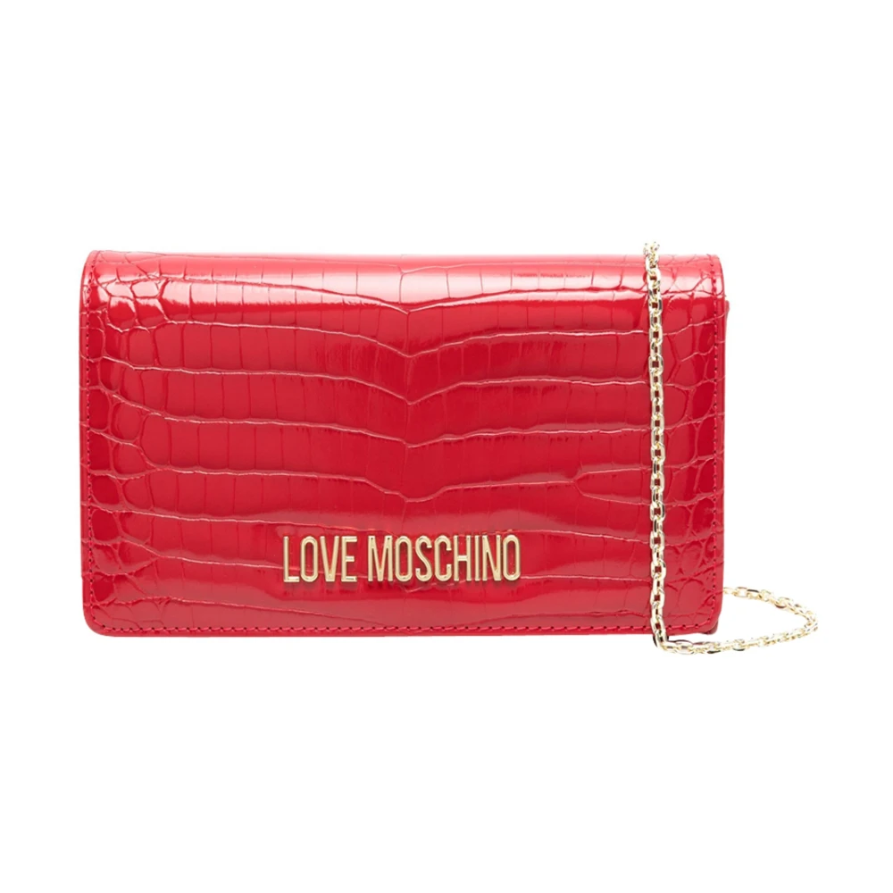 Love Moschino Rode Krokodil-geëmbosseerde Schoudertas Red Dames