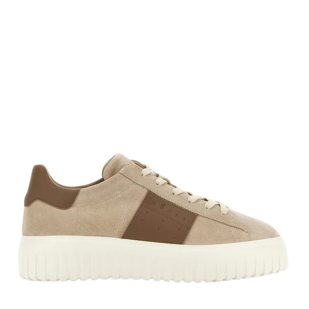 Hogan Men's Beige Stripes Suede Sneakers