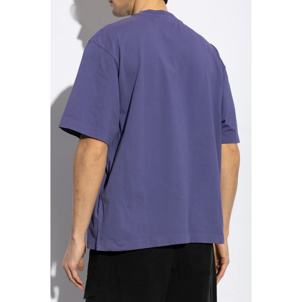 Off White T-shirt met logo Purple Heren