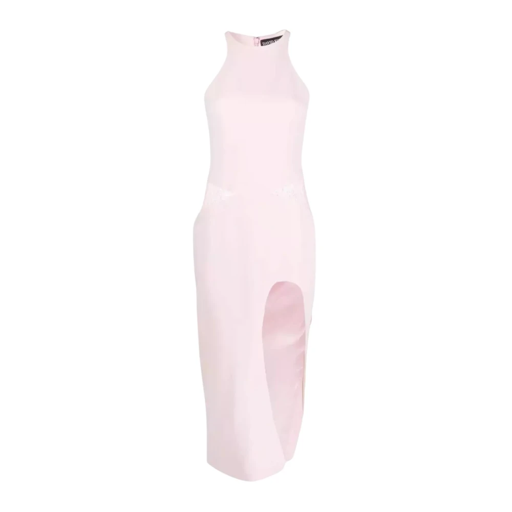 David Koma Roze Kant Voor Split Midi Jurk Pink Dames