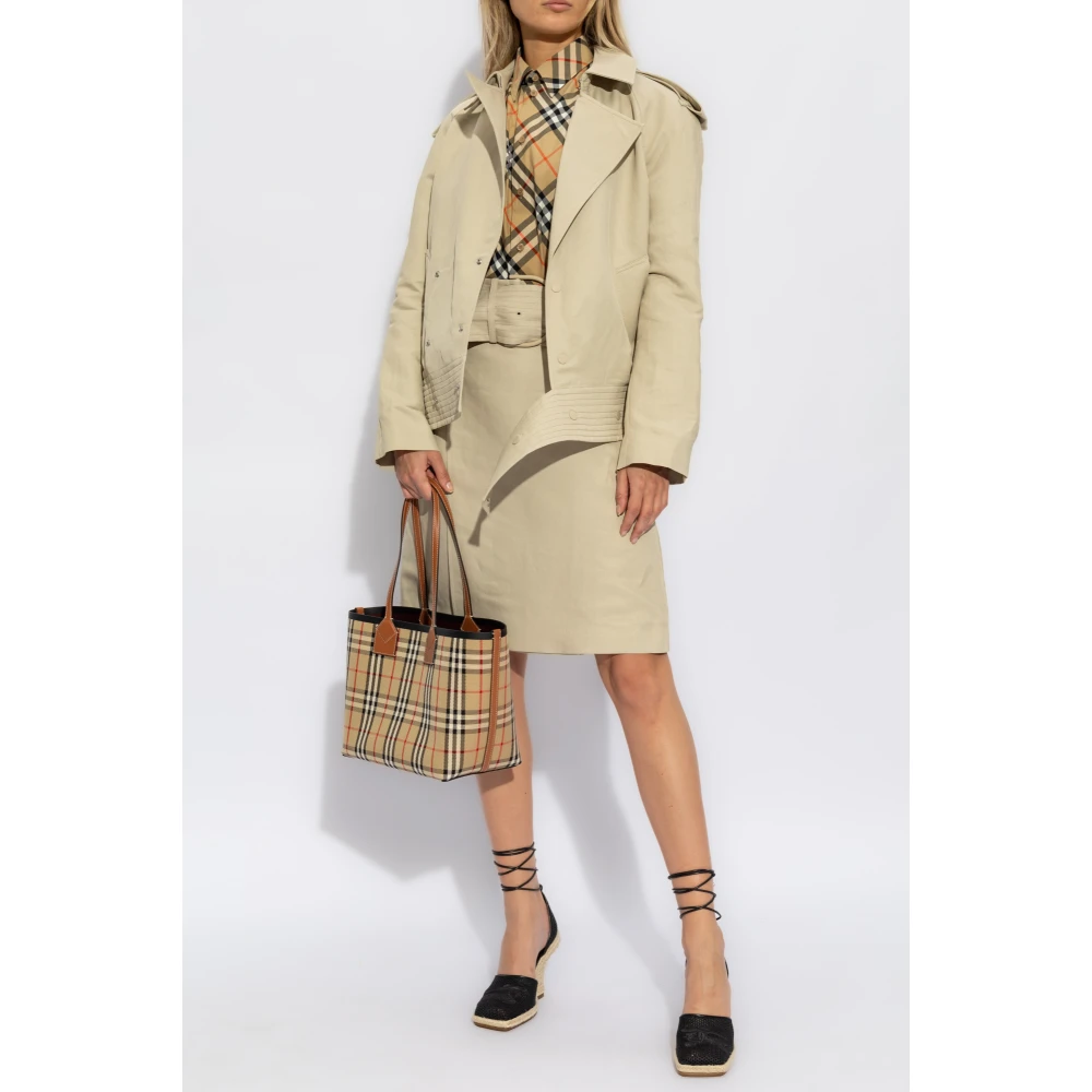 Burberry Geruite Overhemd Beige Dames