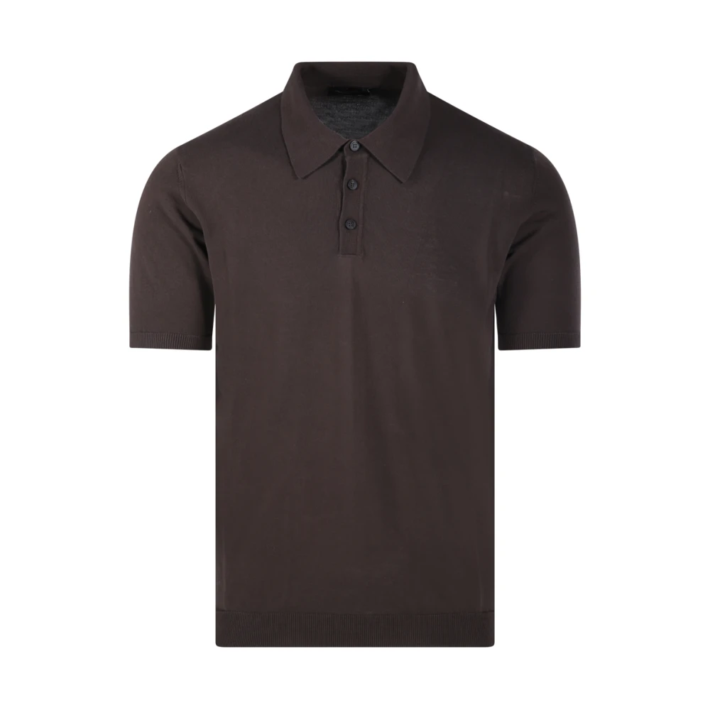 Roberto Collina Moro Polo Korte Mouw Sweater Brown Heren
