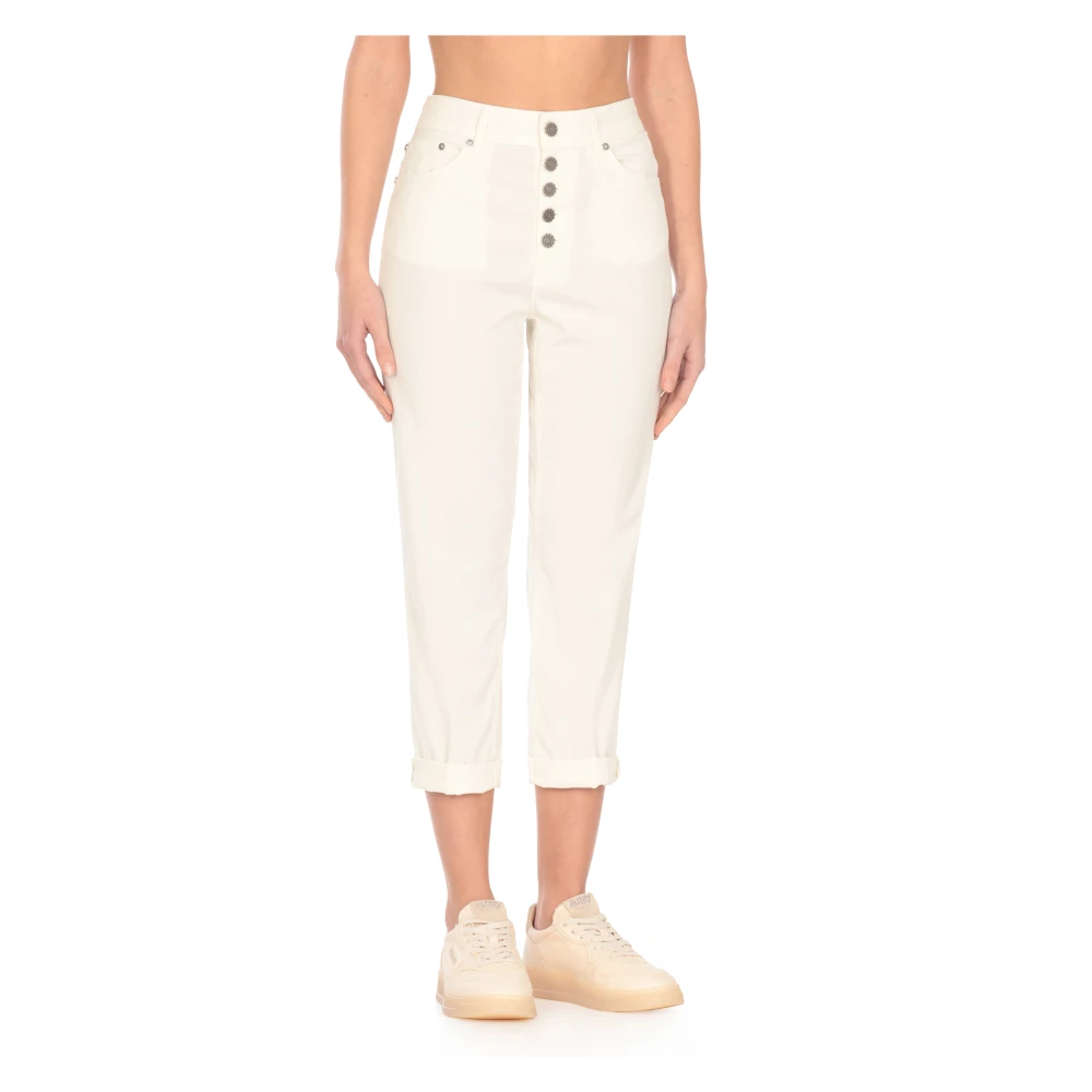 Dondup Ivoor Blend Katoenen Broek voor Vrouwen Beige Dames