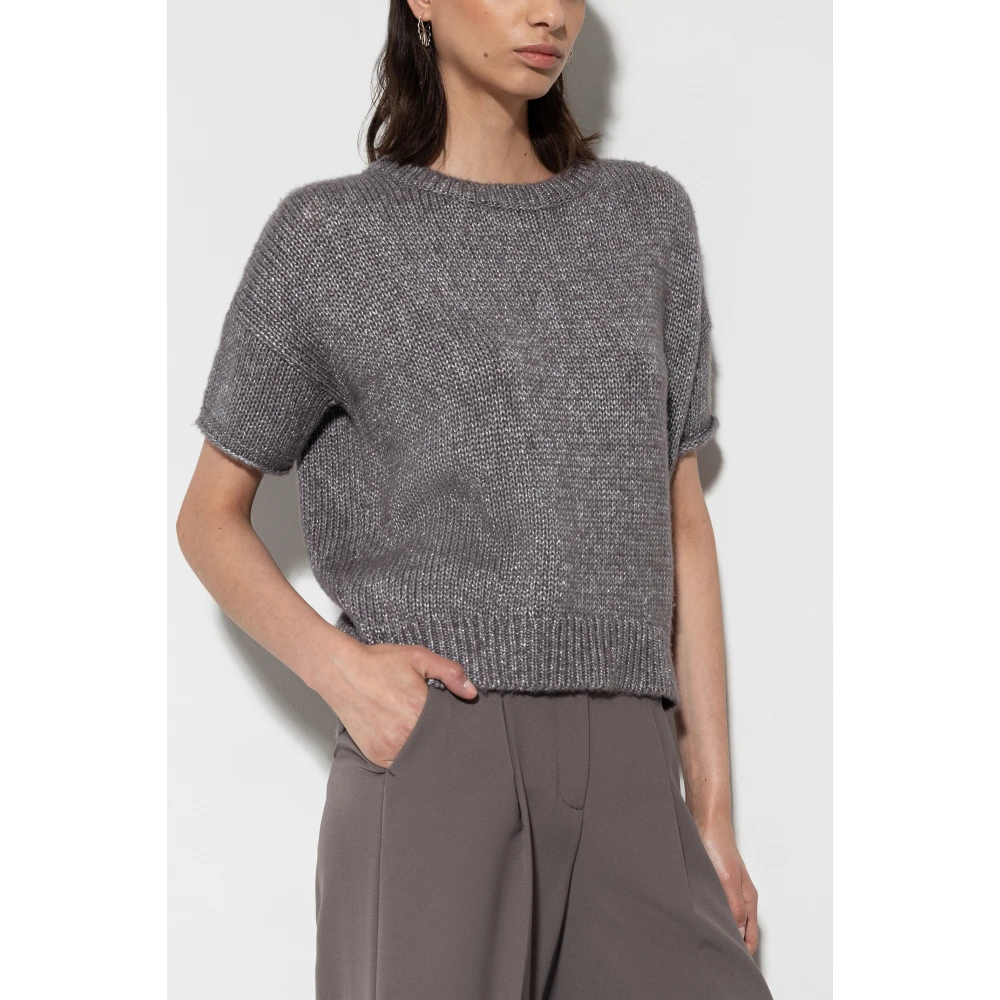LUISA CERANO Taupe Pullover van wolmix met metallic garen Beige Dames