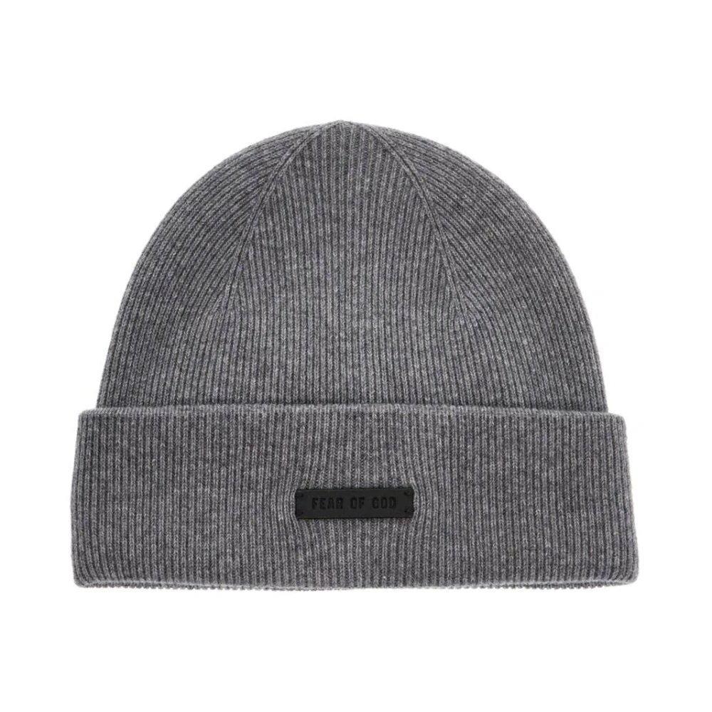 Fear Of God Kasjmier Beanie Muts met Leren Logo Gray Unisex