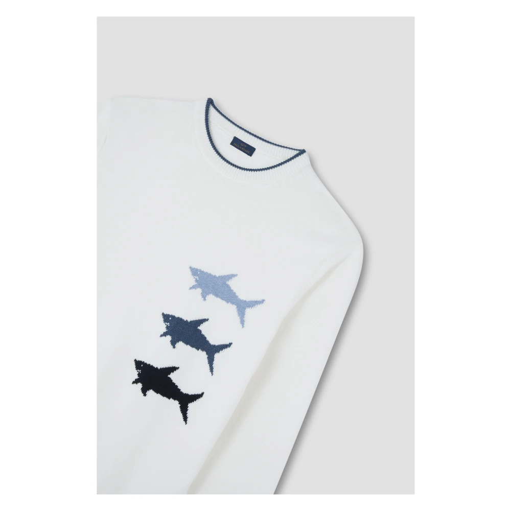 PAUL & SHARK Witte Gebreide Pullover Sweatshirt White Heren