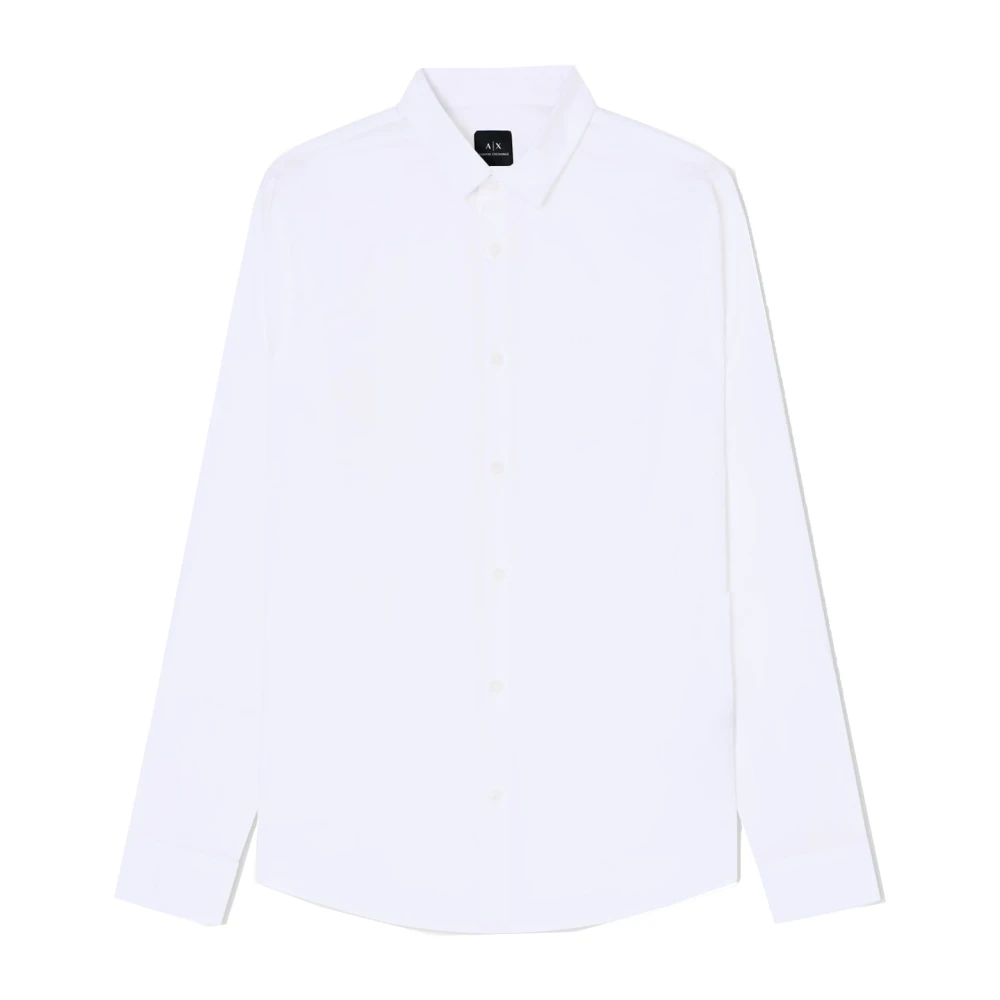 Armani Exchange White Formal Shirts, Male, L, Slim Fit Poplin Shirt
