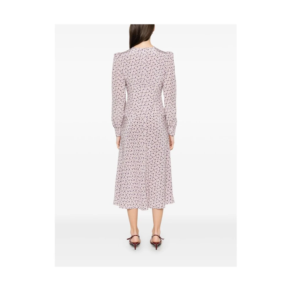 Alessandra Rich Lila Kant V-Hals Jurk Purple Dames