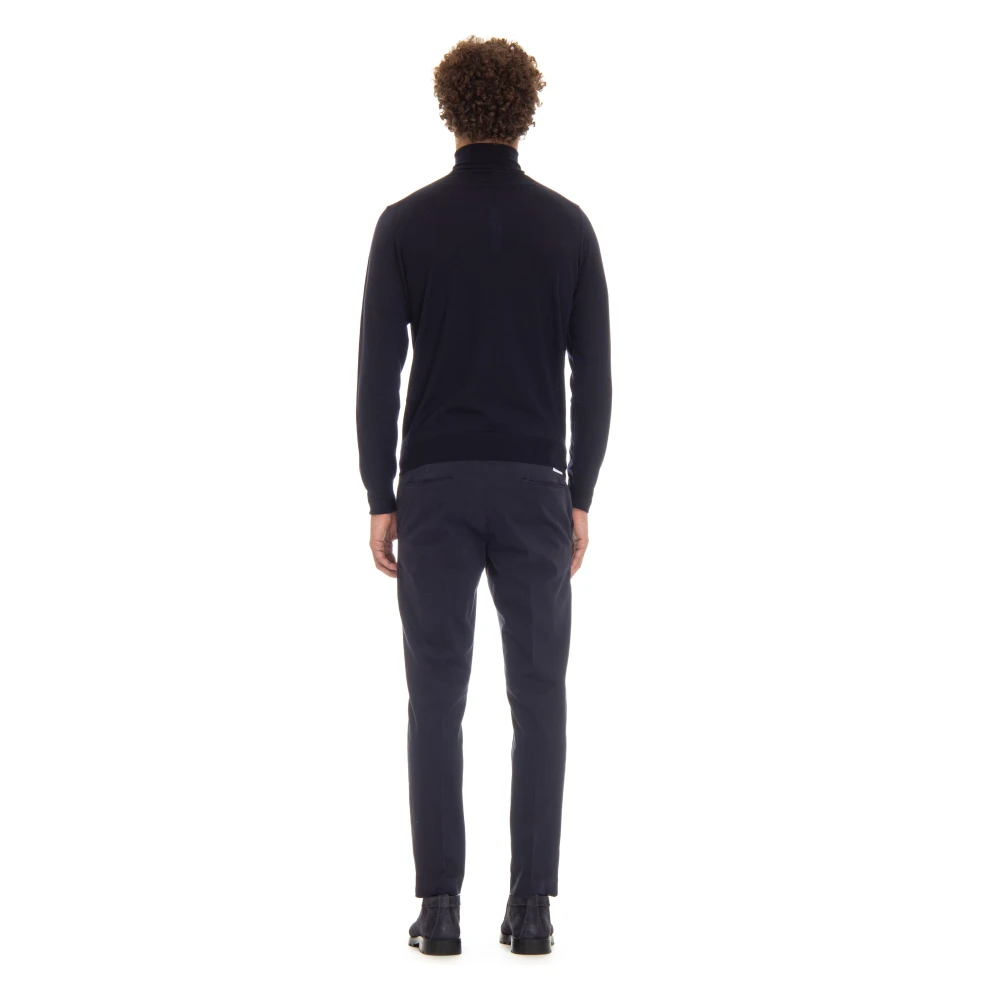 Drumohr Blauwe Trui Extrafijne Wol Dolcevita Blue Heren
