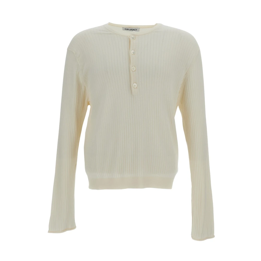 Our Legacy Men's Beige Maglia In Cotone Con Texture A Coste - Long Sleeve T-Shirts - L- Tops