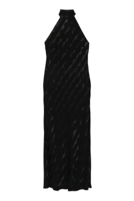 black-jacquard-halterneck-sleeveless-midi-dress