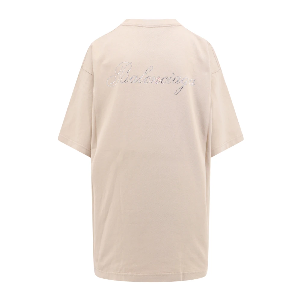 Balenciaga T-shirt met strass steentjes achterlogo Beige Dames