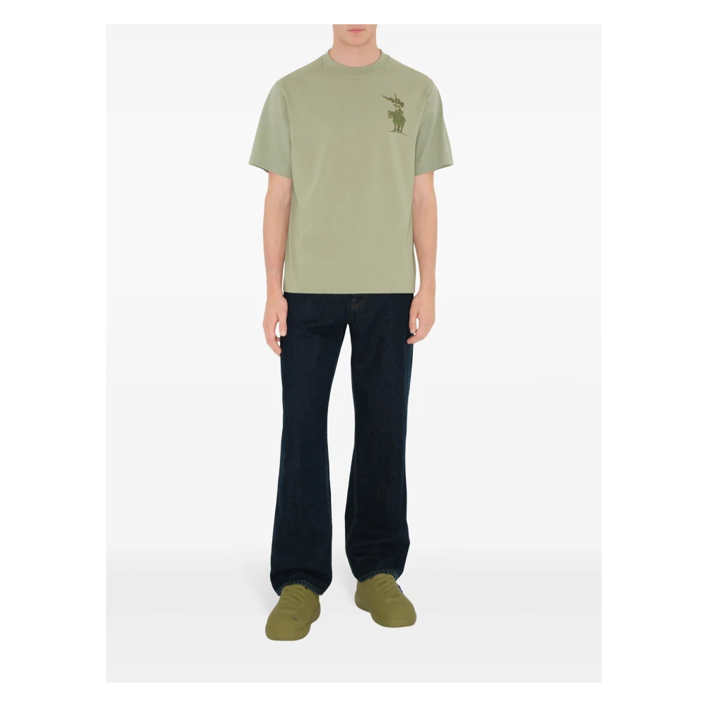 Burberry Groene T-shirt met Equestrian Knight Design Green Heren