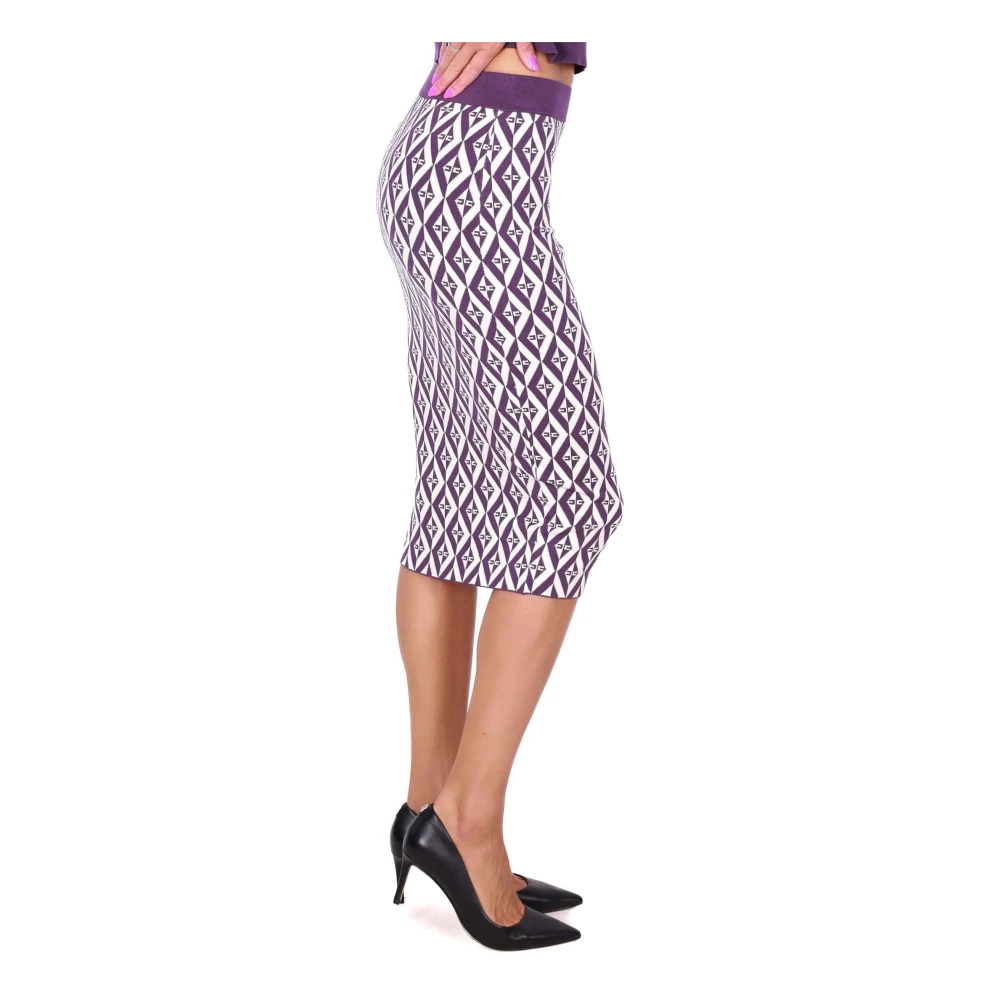Elisabetta Franchi Diamant Jacquard Pencil Rok Pruim Purple Dames