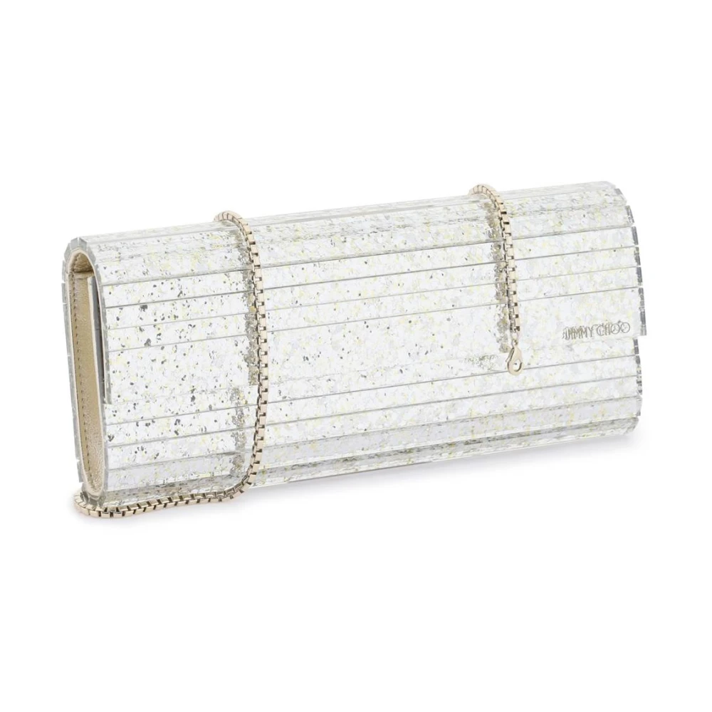 Jimmy Choo Glittered Sweetie Clutch Tas Gray Dames