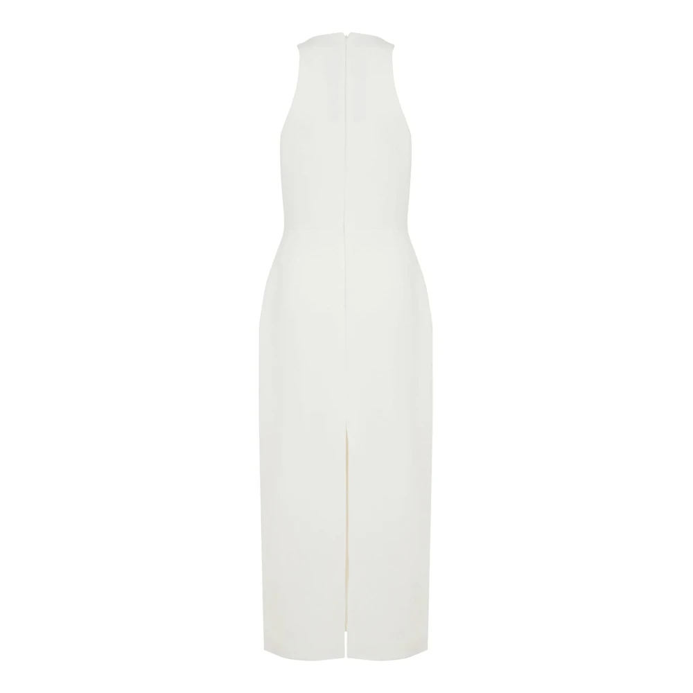 David Koma Kristallen Gesp Midi Jurk met Gedrapeerd Detail White Dames