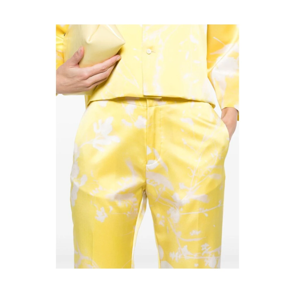 Fabiana Filippi Gele Broek met Bladprint Yellow Dames