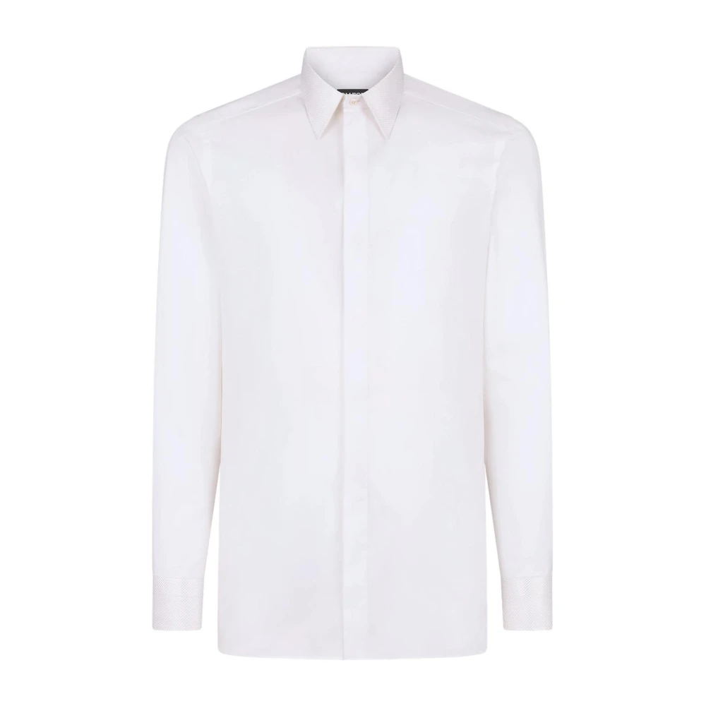 Tom Ford Men's White Cotton Silk Classic Fit Shirt