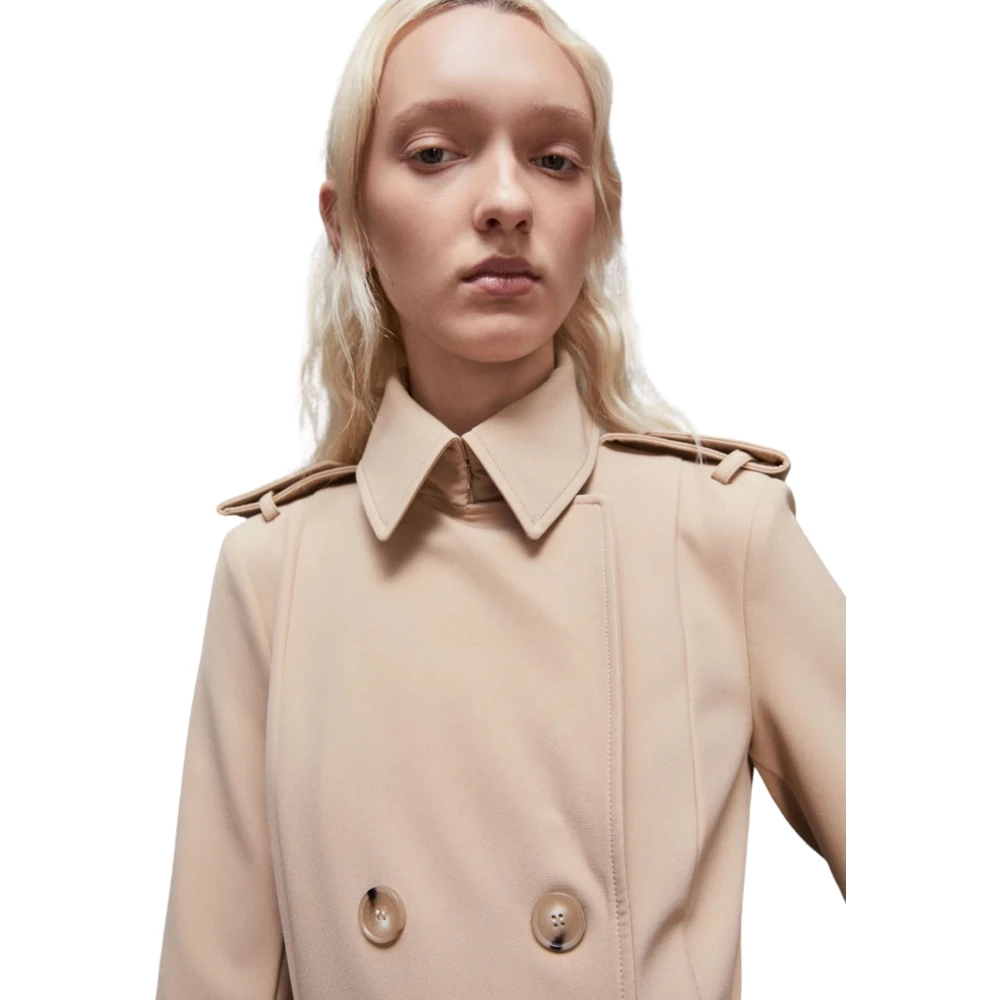 PATRIZIA PEPE Beige Double-Breasted Trenchcoat Beige Dames