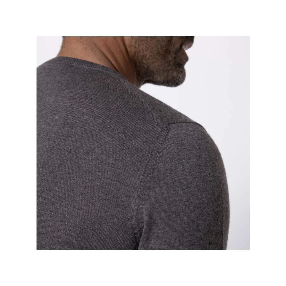 Gran Sasso Taupe Merino Wol Ronde Hals Trui Gray Heren