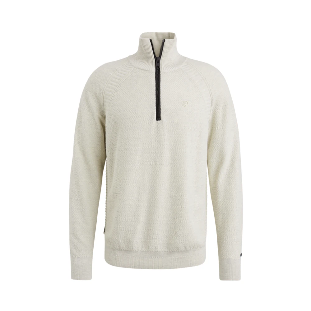 Cast Iron Heather Half Zip Kraag Katoen Trui Beige Heren