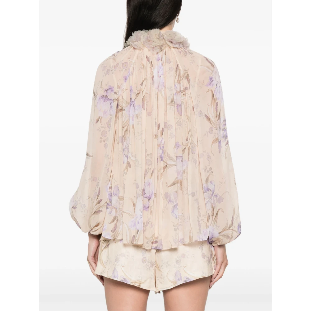 Zimmermann Witte Blouson Mouw Bloemenstrik Shirt Multicolor Dames