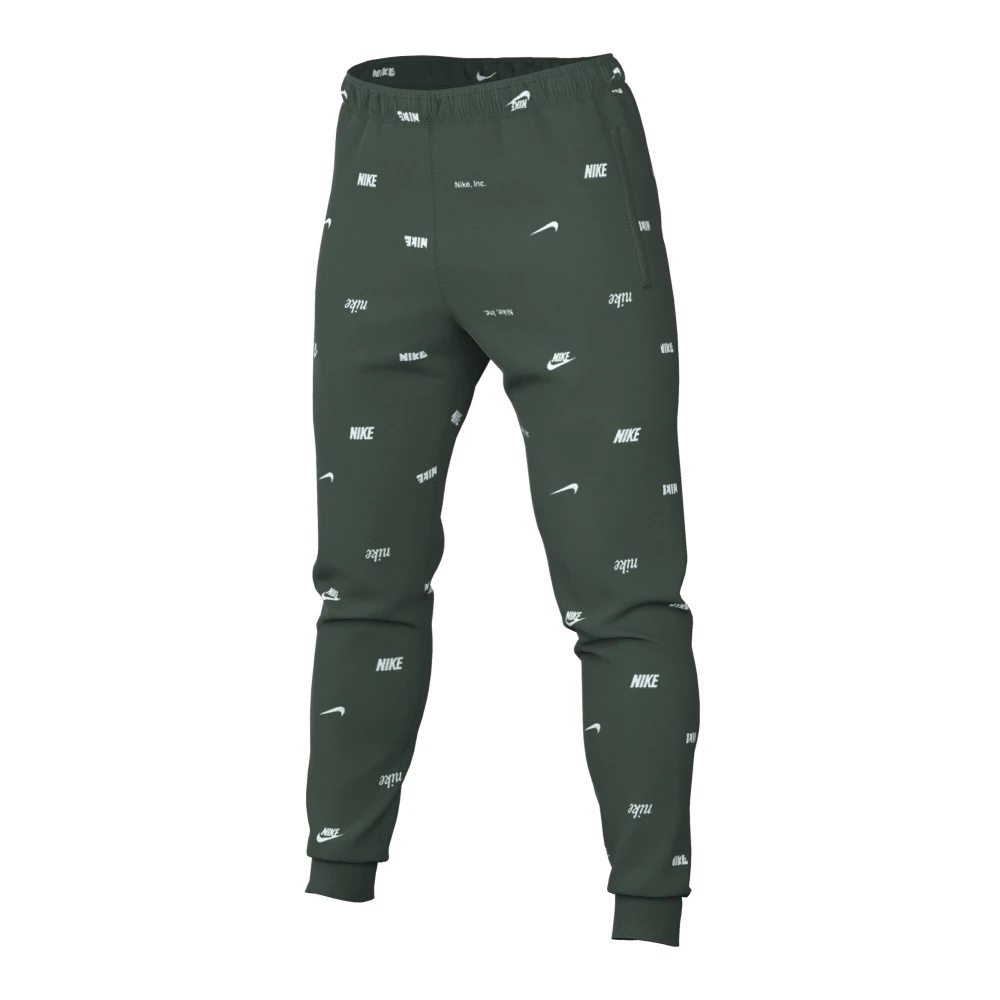 Nike Street Style Geborstelde Allover Print Joggers Green Heren