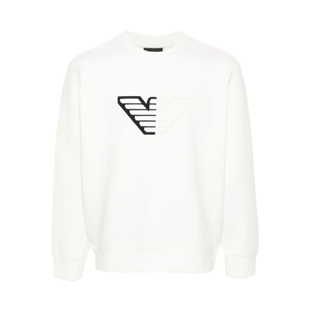 Emporio Armani Wit Logo Crew Neck Sweatshirt White Heren