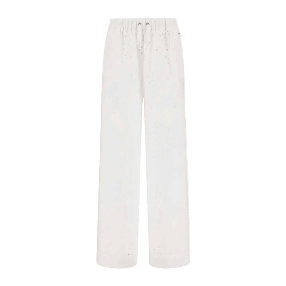 Herno Kvinno Vit Byxor Dam, 2XL, Bomull, Broderie Byxor