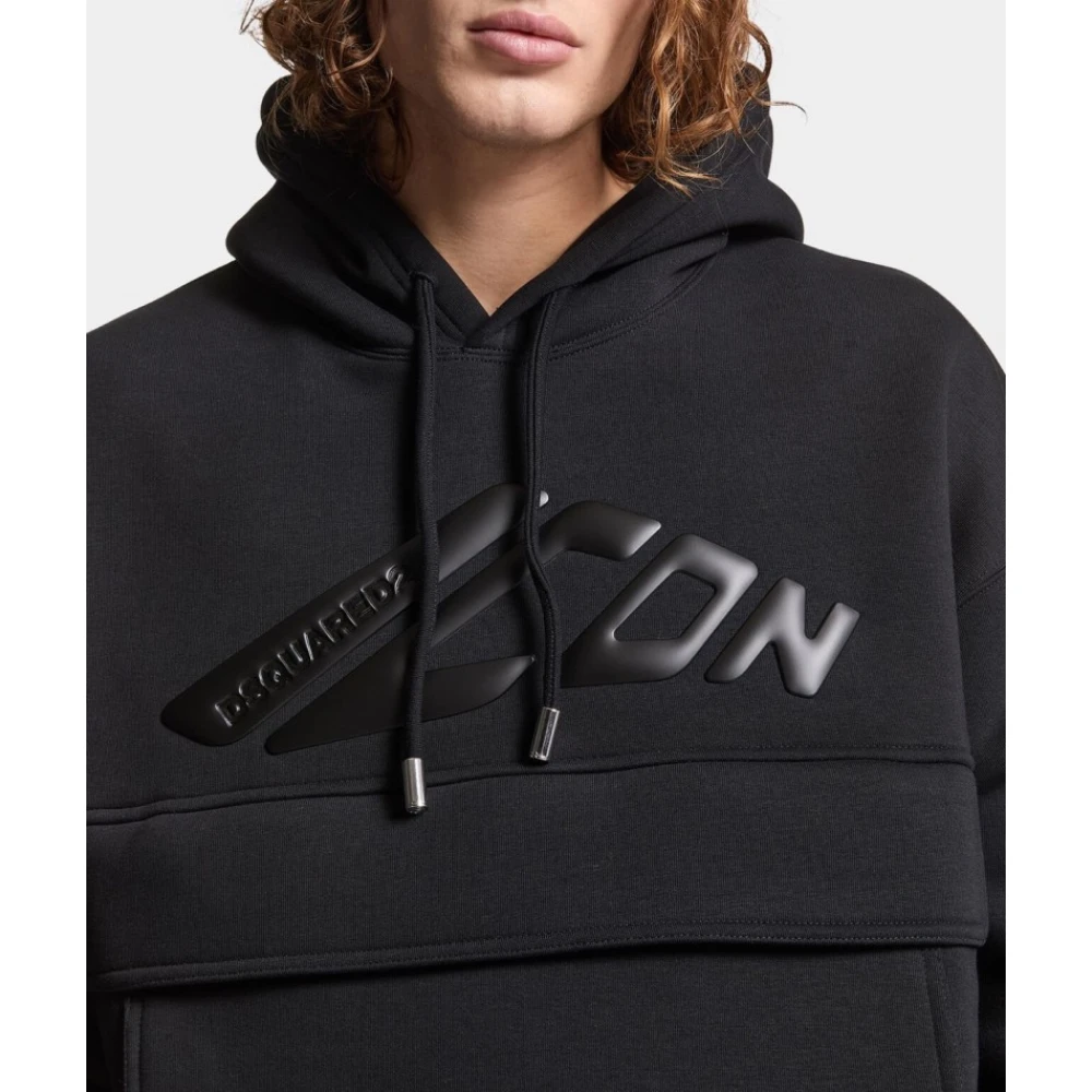 Dsquared2 Icon Loose Fit Hoodie met Kangoeroezak Black Heren