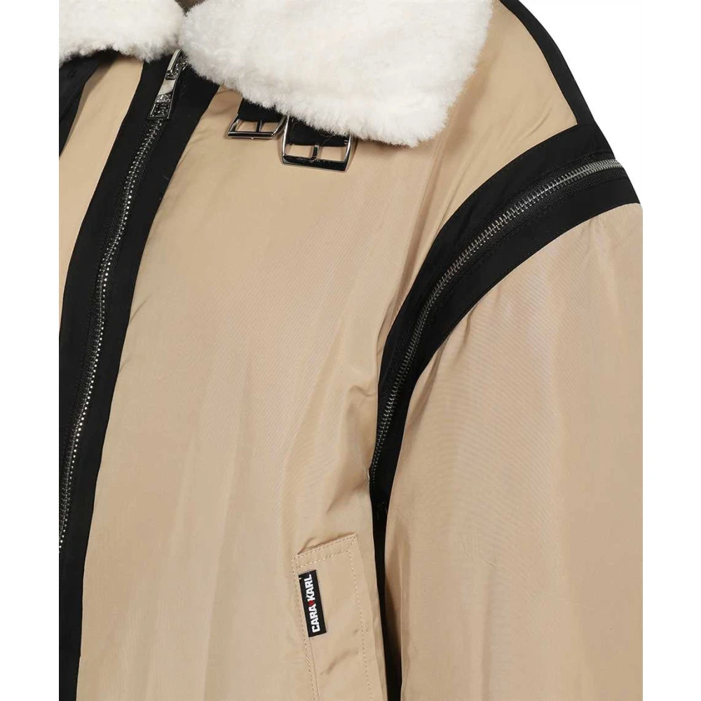 Karl Lagerfeld Jas met imitatiebont en contrasterende inzetstukken Beige Dames
