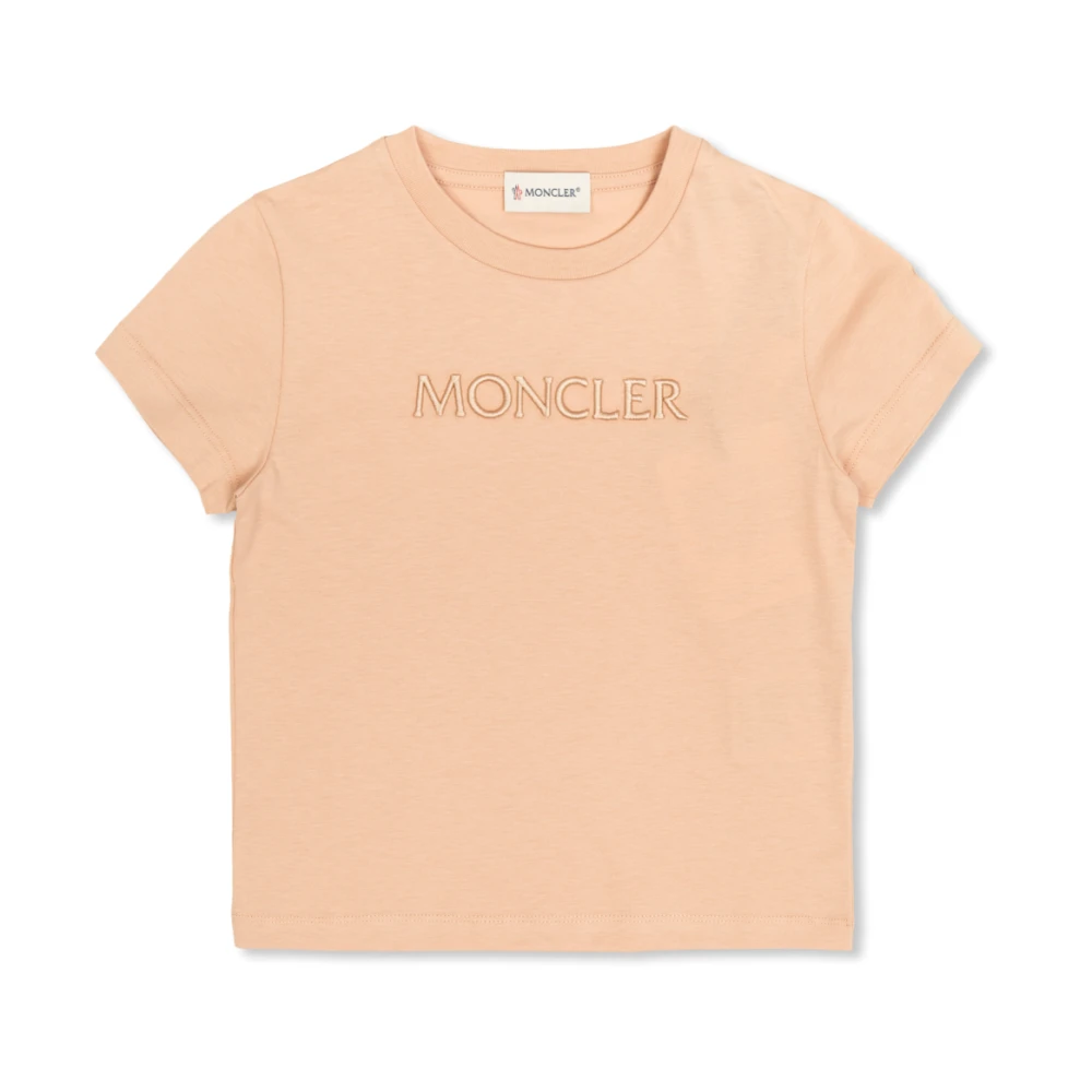 Moncler Pink Kids Short Sleeve T-Shirts, Unisex, 8 Y, T-Shirt With Embroidered Logo
