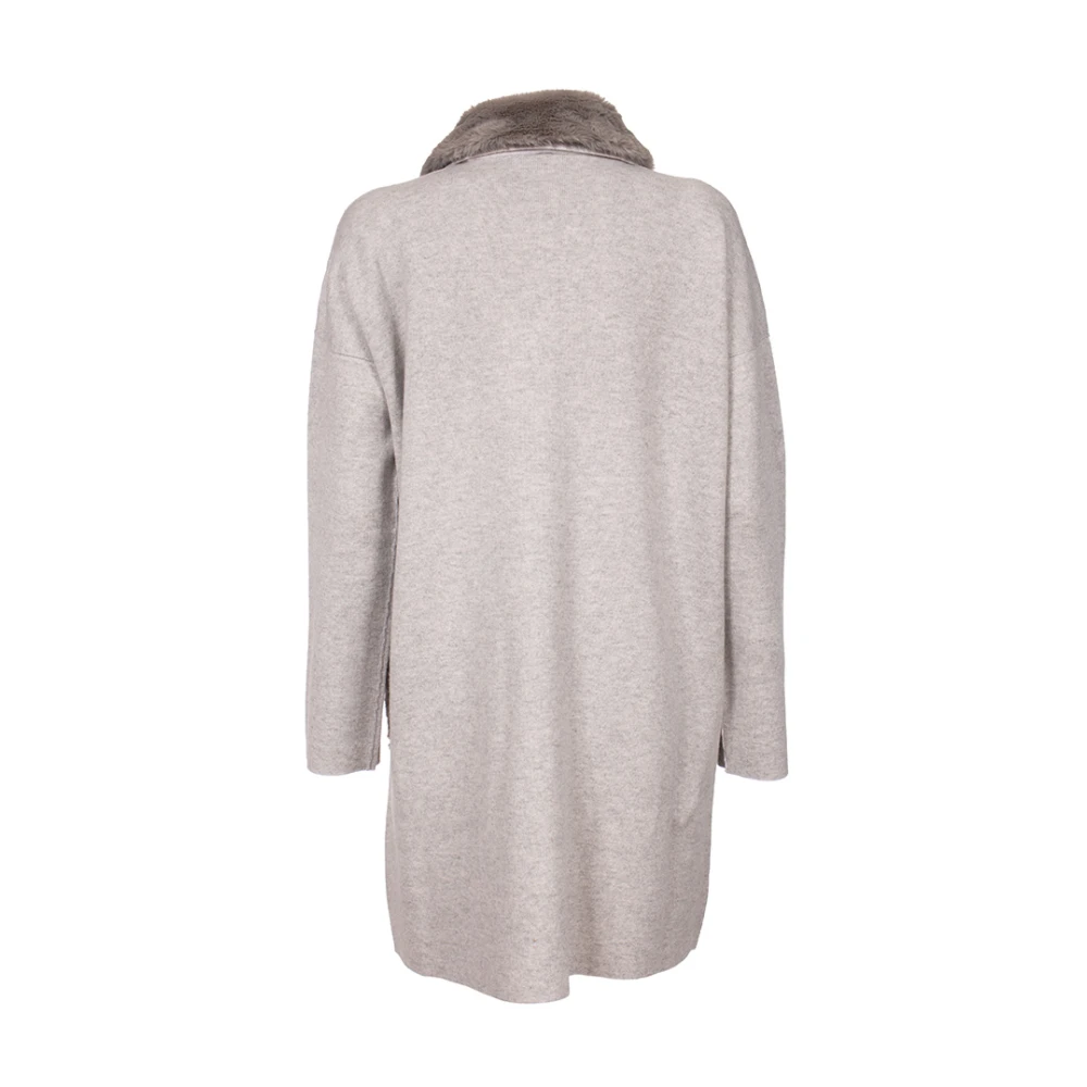 Le Tricot Perugia Omkeerbare wollen jas met Ecofur Gray Dames