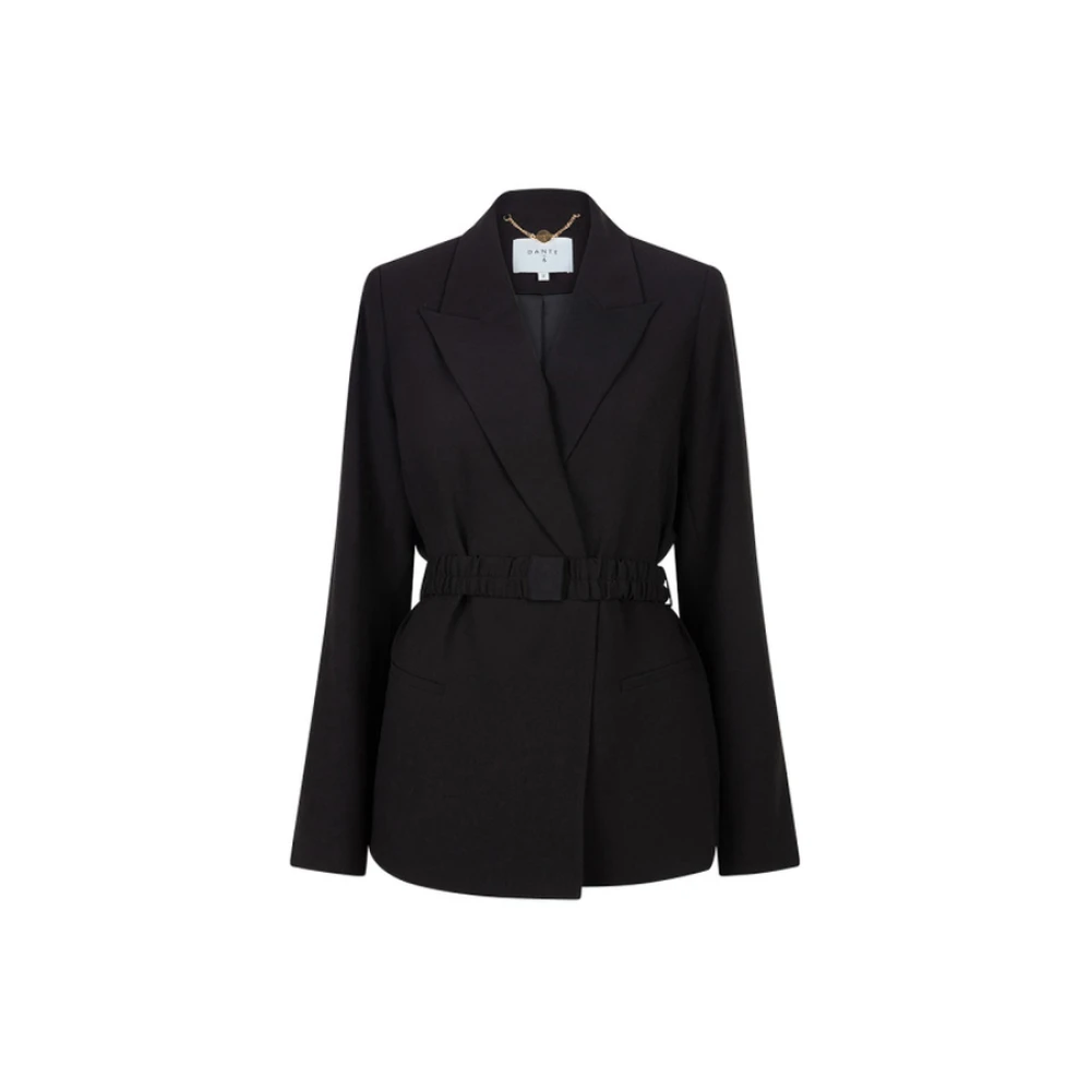 Dante 6 Zwarte Crepe Blazer met Schoudervullingen Black Dames